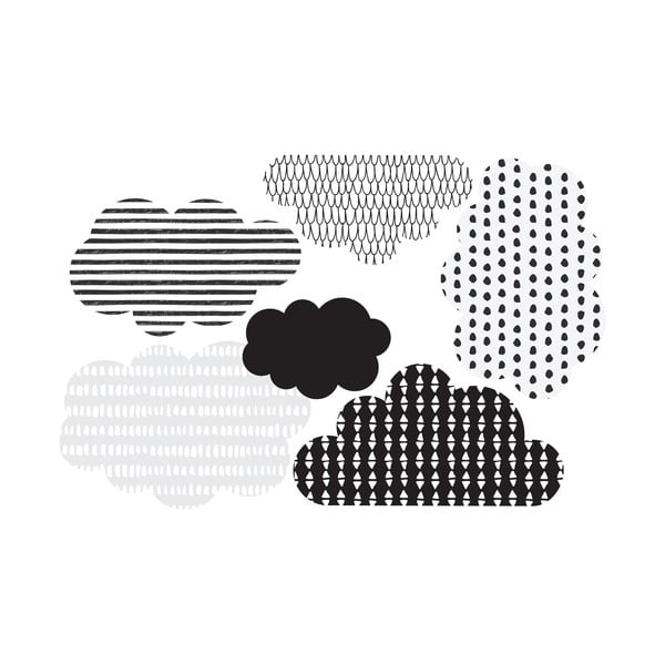Set di 6 adesivi murali Nuvole scandi Scandi Clouds - Dekornik