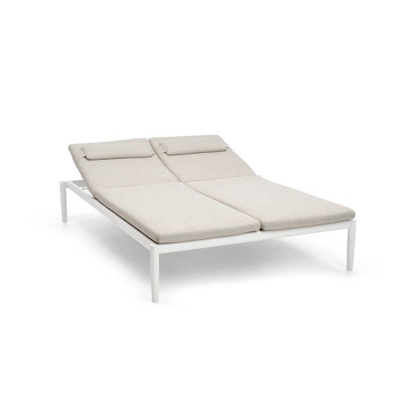 Sedia a sdraio da giardino in metallo color crema Switch - Diphano-image-1