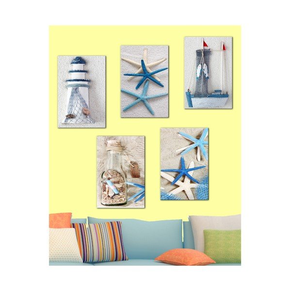 Set di 5 dipinti Blue Sea - Tablo Center-image-1