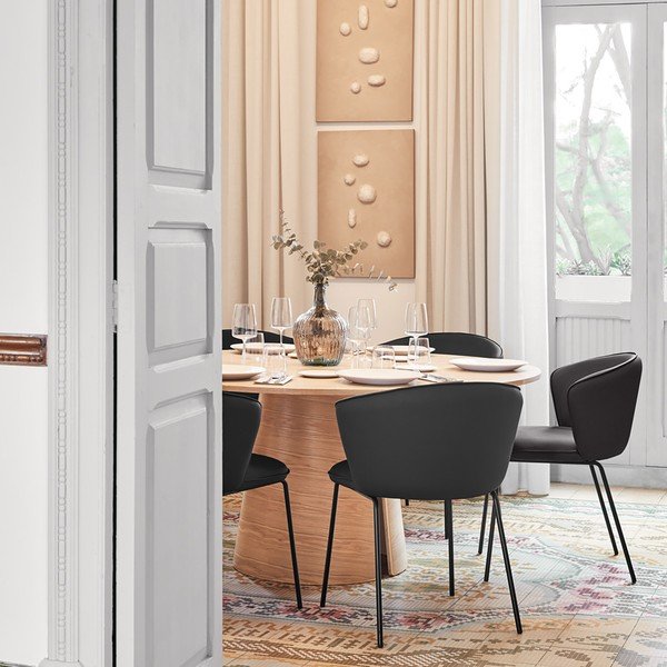 Set di sedie da pranzo nera in imbottito 2 pz Add – Teulat-image-2
