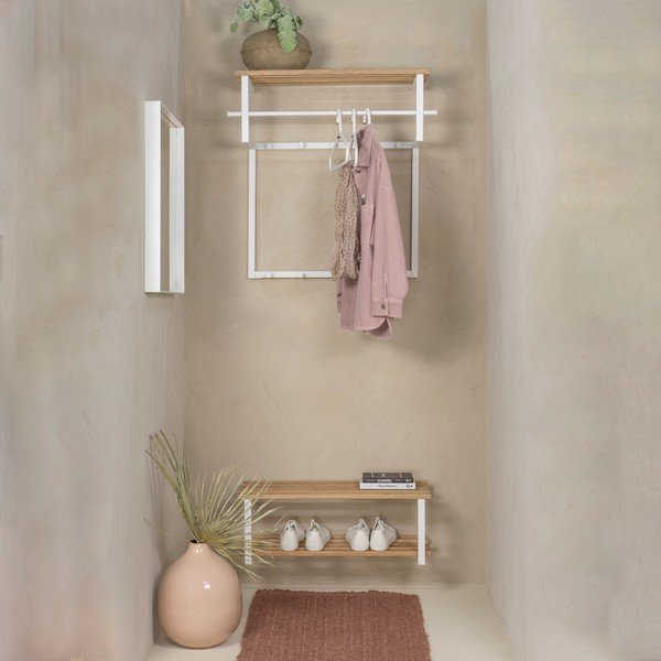 Attaccapanni da parete bianco/di colore naturale in metallo con scaffale 76 cm Rizzoli – Spinder Design-image-3