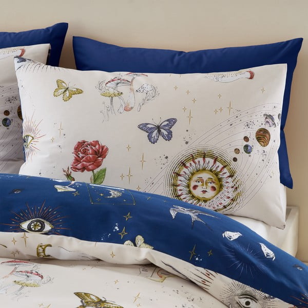 Set copripiumino e federa blu e color crema per letto matrimoniale 200x200 cm Astrology – Sassy B-image-3