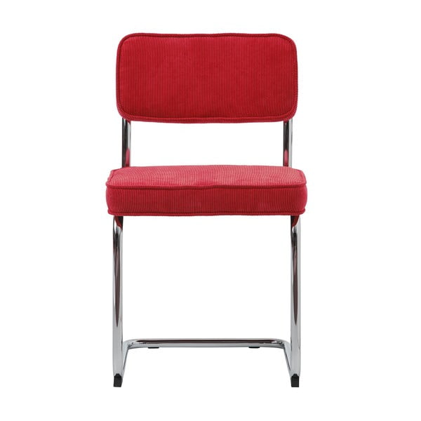 Sedia da pranzo in velluto a coste rosso Rupert - Unique Furniture-image-3