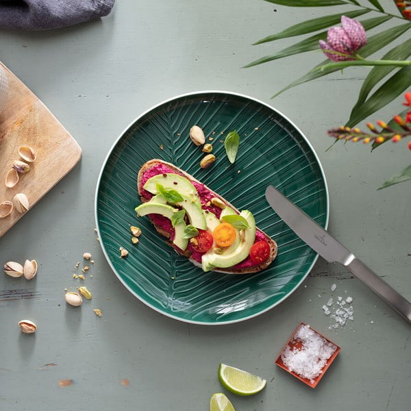 Piatto in porcellana bianca e verde Villeroy & Boch Leaf, ⌀ 24 cm it's my match - Villeroy&Boch-image-1