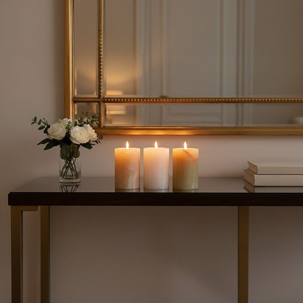 Portacandele in set in pietra per lumino 3 pz Oleena – Premier Housewares-image-1