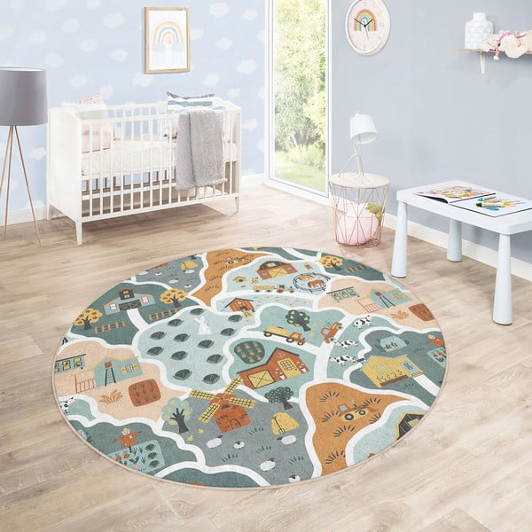 Tappeto da gioco per bambini lavabile ø80 cm Farmer's Life – Mila Home-image-3