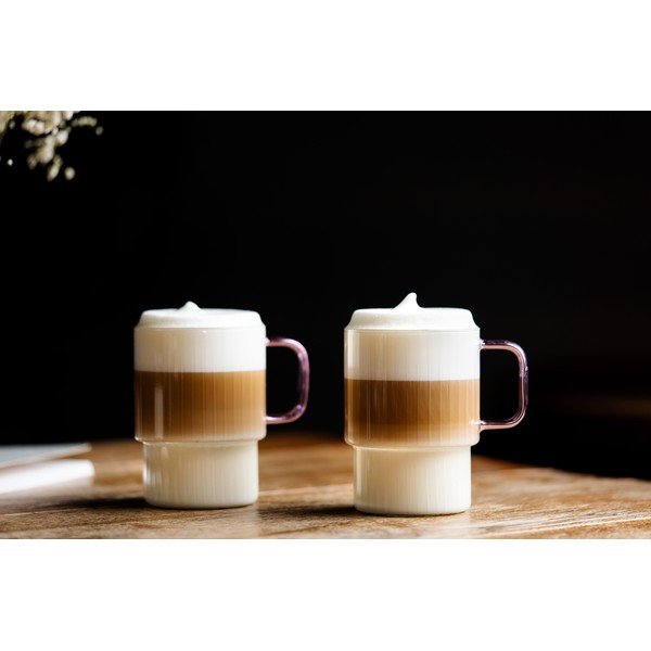 Tazze in set per cappuccino rosa in vetro 2 pz 350 ml Livio – Vialli Design-image-1