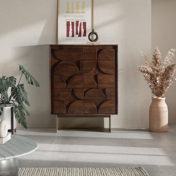 Armadietto marrone in mango massiccio 90x120x40 cm Trisha – MOME-image-1