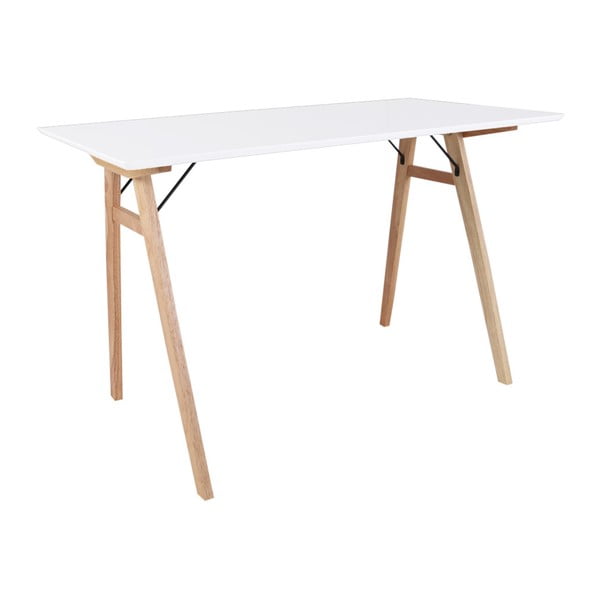 Tavolo bianco con gambe marroni Scrivania, lunghezza 120 cm Vojens - House Nordic