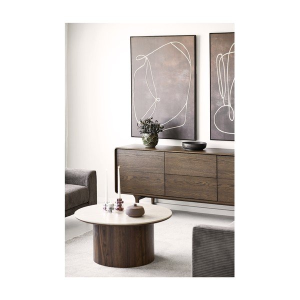 Credenza marrone scuro con effetto rovere 180x75x45 cm Darwin – House Nordic-image-2