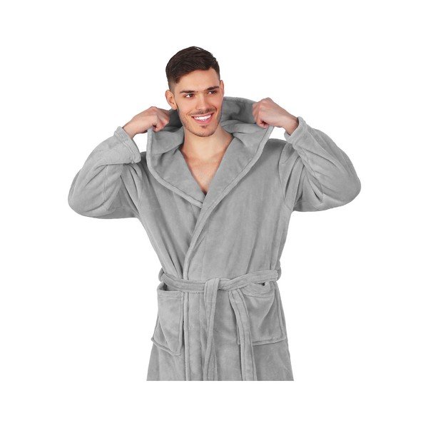 Accappatoio Robby unisex grigio in microfibra, taglia XS - DecoKing-image-3