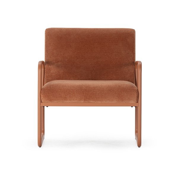 Poltrona color terracotta con rivestimento in ciniglia Vince – MOME-image-2