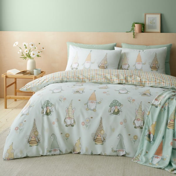 Biancheria da letto verde chiaro per letto singolo 135x200 cm Spring Gonks – Catherine Lansfield-image-1