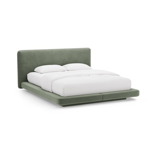 Letto matrimoniale imbottito verde 140x200 cm Linea – Micadoni 