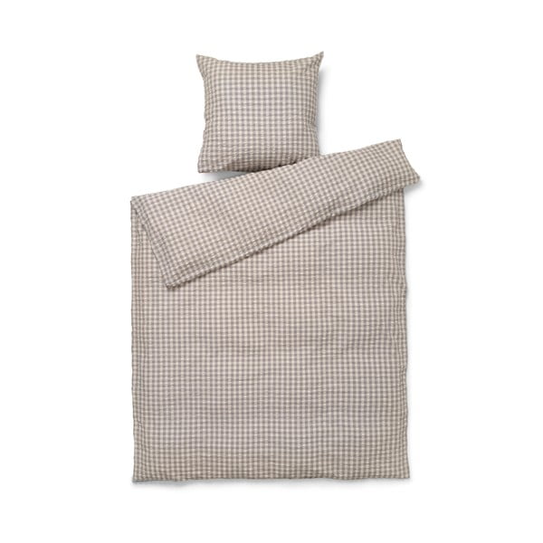 Biancheria da letto in crêpe grigio-beige per letto singolo 140x200 cm Bæk&Bølge - JUNA