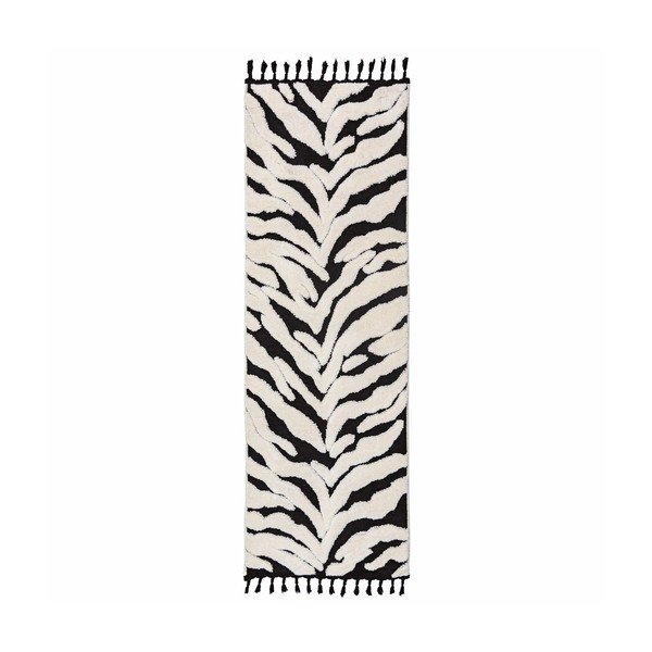 Passatoia bianca e nera 80x300 cm Esra Zebra – Flair Rugs