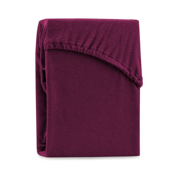 Lenzuolo con angoli bordeaux scuro per letto matrimoniale Siesta, 180/200 x 200 cm Ruby - AmeliaHome