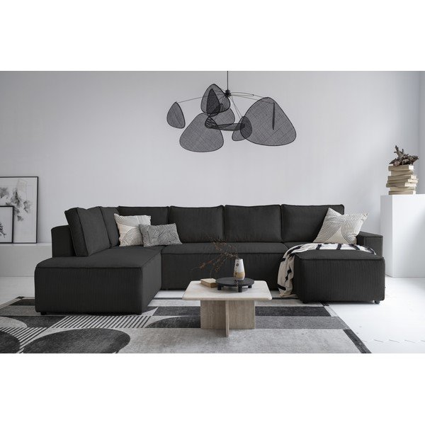 Divano letto angolare in velluto a coste color antracite Brave Dave - Miuform-image-3