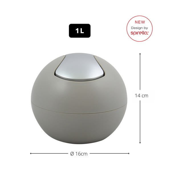 Cestino per la spazzatura grigio tortora in plastica 1 l   Bowl Matt – Spirella-image-2