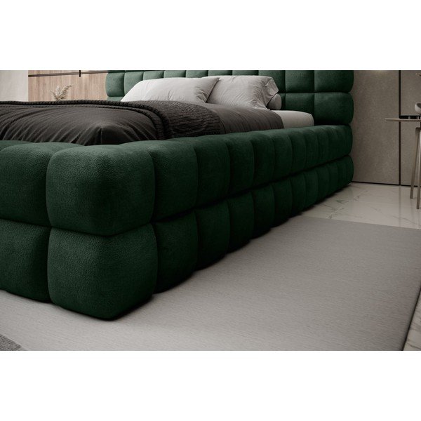 Letto matrimoniale imbottito verde scuro con contenitore e rete inclusi 180x200 cm Dizzle – ELTAP-image-4
