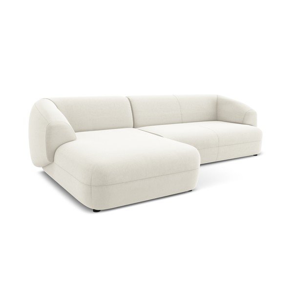 Divano angolare bianco (con penisola a sinistra) con rivestimento in velluto Moana – Makamii-image-4