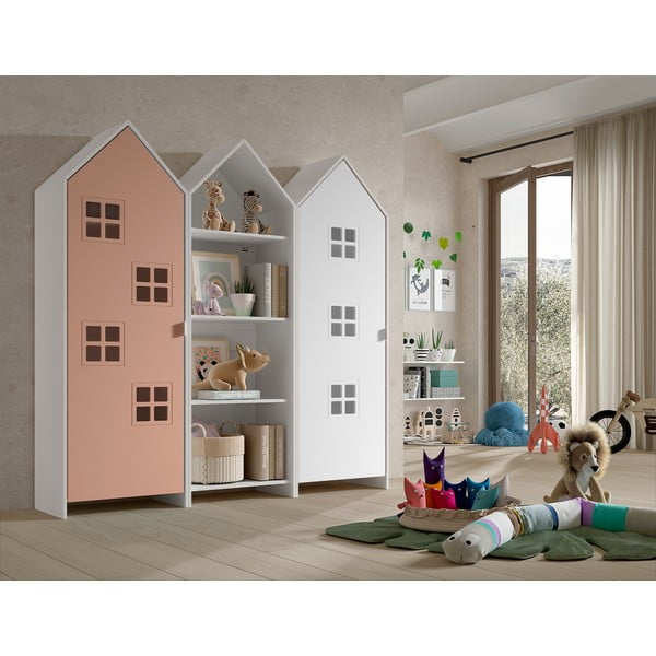Armadio a giorno bianco e rosa per bambini 173x171,5 cm CASAMI BRUGES - Vipack-image-1