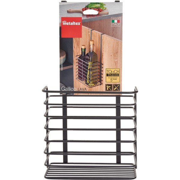 Scaffale da cucina sospeso in metallo nero Lava Tall Galileo - Metaltex-image-2