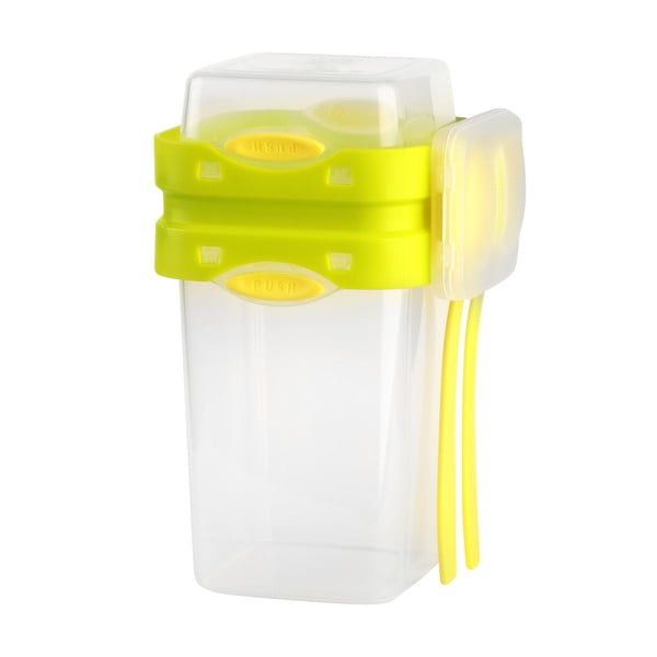 Cestino verde per pranzo e merenda con posate, , 650ml+230m Push&Push - Vialli Design