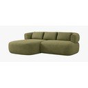 Divano angolare verde (con penisola a sinistra/con chaise lounge) con rivestimento in bouclé Jenny – Micadoni 