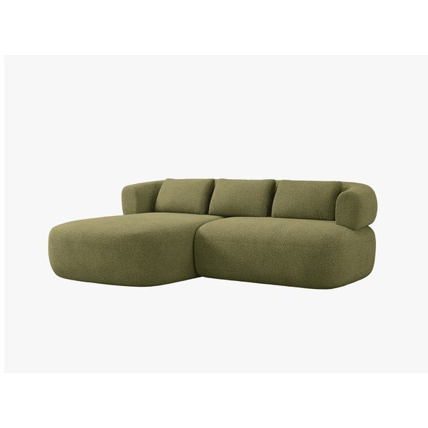 Divano angolare verde (con penisola a sinistra/con chaise lounge) con rivestimento in bouclé Jenny – Micadoni 
