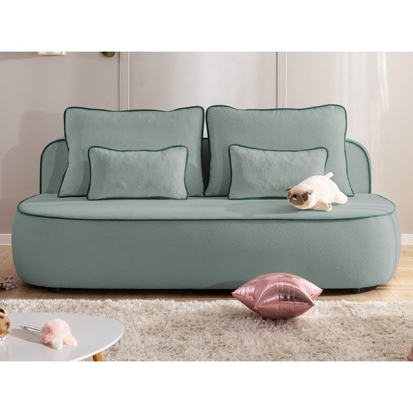Divano per bambini color petrolio/blu polveroso allungabile/con contenitore con rivestimento in velluto 210 cm Saga – Ropez-image-1