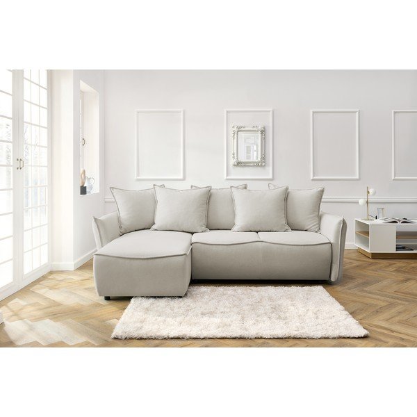 Divano letto angolare crema (angolo sinistro) Leon - Bobochic Paris-image-1
