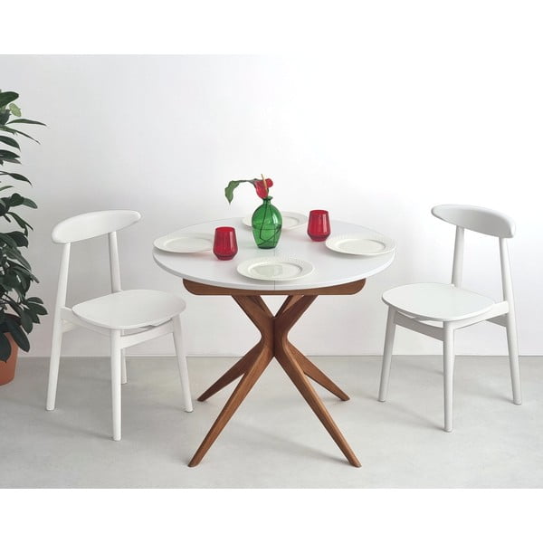 Tavolo da pranzo rotondo allungabile con estensione ø 90 cm Jubi – Ragaba-image-3