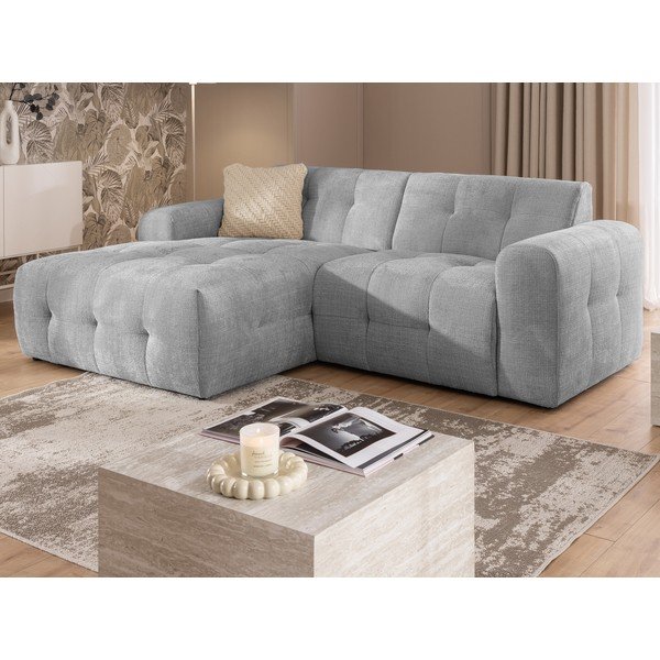 Divano angolare grigio chiaro (con penisola a sinistra/con chaise lounge) Melva – Ropez-image-1