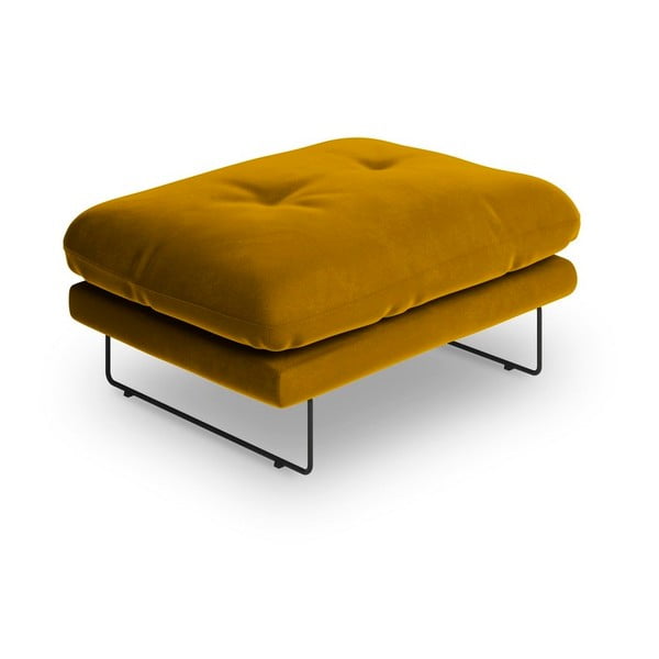 Žlutý puf se sametovým potahem Windsor & Co Sofas Gravity-image-2