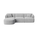 Divano angolare grigio chiaro (con penisola a sinistra/con chaise lounge) con rivestimento in velluto a coste Campi – Cosmopolitan Design