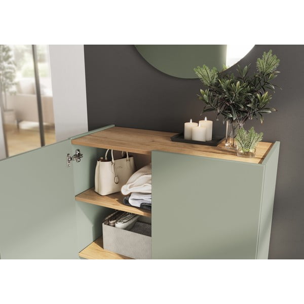 Set di mobili da ingresso verde chiaro con effetto rovere 74x200x33 cm Alviano – Germania-image-4