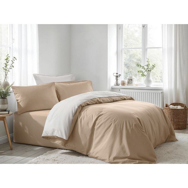 Set copripiumino e federa beige per letto matrimoniale 200x200 cm – Mijolnir