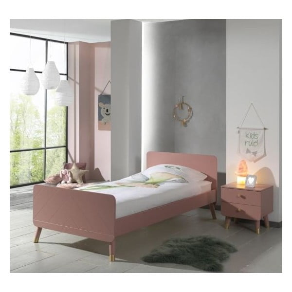 Comodino rosa per bambini in legno di pino Billy - Vipack-image-1