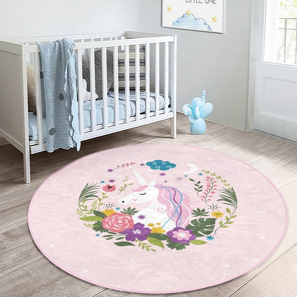 Tappeto rosa per bambini ø 100 cm Comfort - Mila Home-image-1