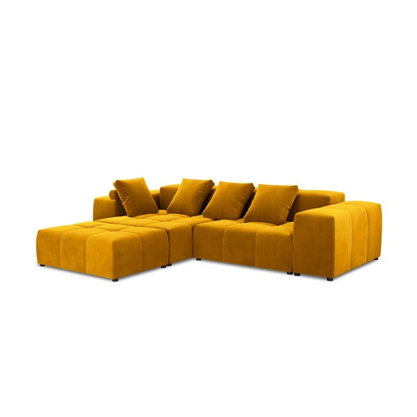 Divano angolare in velluto giallo (variabile) Rome Velvet - Cosmopolitan Design-image-2