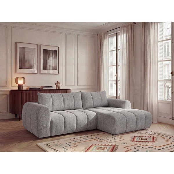 Divano angolare grigio chiaro (con penisola a destra/con chaise lounge) Nesty – Bobochic Paris-image-1