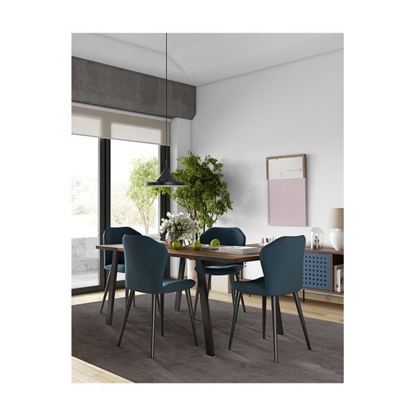 Tavolo da pranzo con piano in noce e gambe nere Drift - TemaHome-image-2