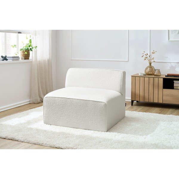 Parte divano componibile bianco (solo parte centrale) con rivestimento in bouclé Megeve – Bobochic Paris-image-1