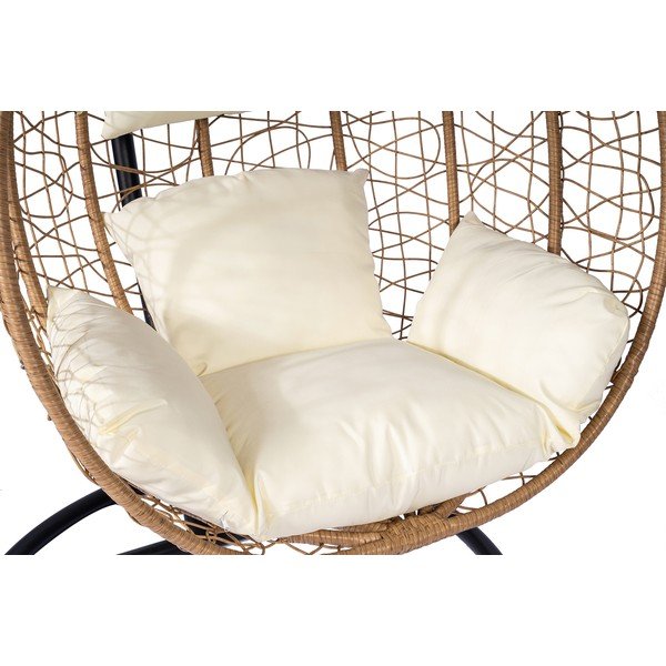 Poltrona sospesa in rattan artificiale in colore naturale Noela - Bonami Selection-image-1