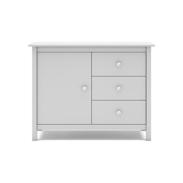 Cassettiera bassa bianca per bambini in legno di pino 90x80 cm Max - Marckeric-image-2