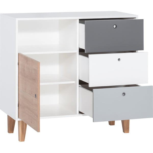 Cassettiera bianca e grigia con dettaglio giallo Concept - Vox-image-2