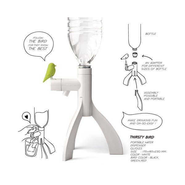 Držák na vodu Thirsty Bird, zelený