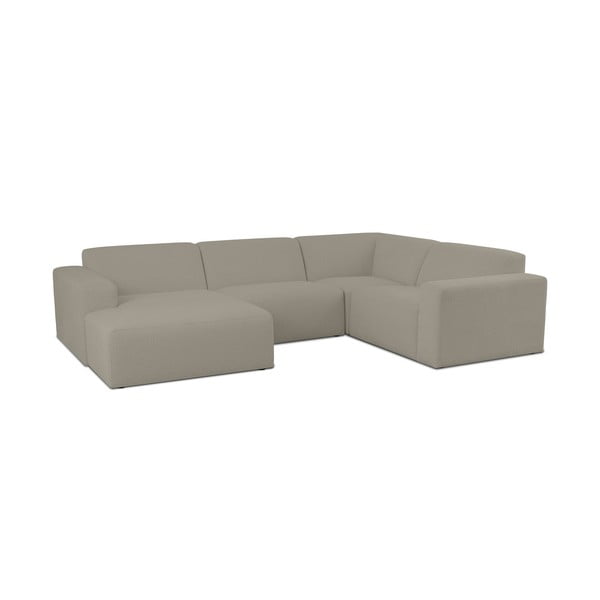 Divano angolare marrone chiaro in tessuto bouclé (a U) Roxy - Scandic-image-1