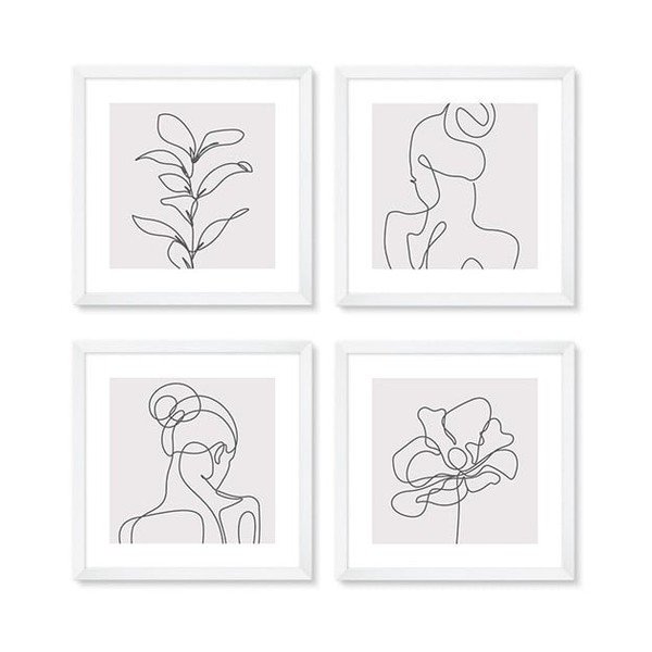 Set di poster in cornice 4 pezzi 32x32 cm - knor